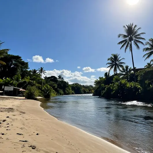 Praia fluvial no Rio Preguiças na cidade de Barreirinhas
